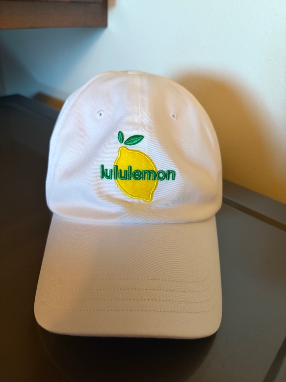 lululemon Cream and White Logo Cap
